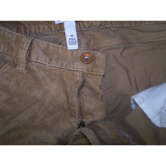 Banana Republic Pants Men's 33X30 (Tag 30) Brown Flat Front Corduroy Pima Cotton - Picture 6 of 12